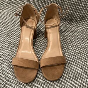 A New Day Tan Stiletto Heels with Ankle Strap Size 10.